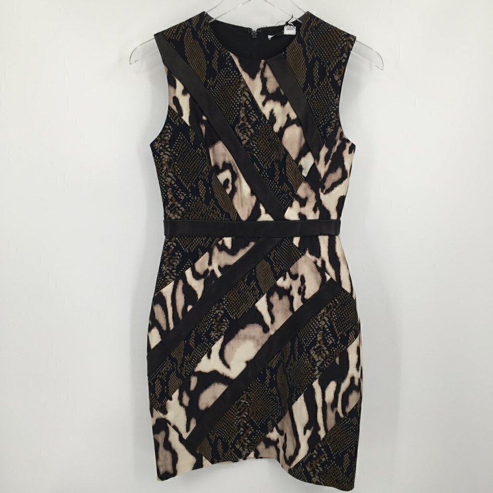 DVF Diane von Furstenberg Nikita Black dress leather shift snake brown new 0